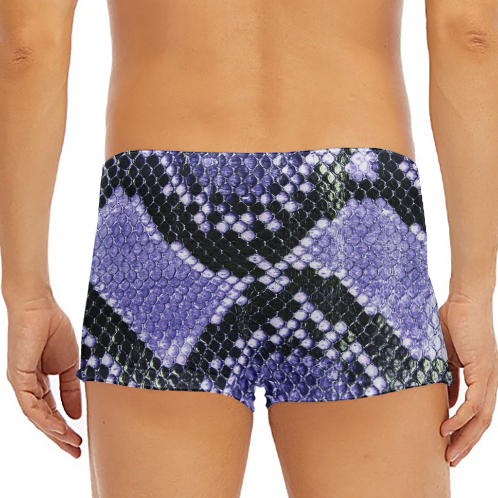 Blue And Black Snakeskin Print Men's Short Boxer Briefs
