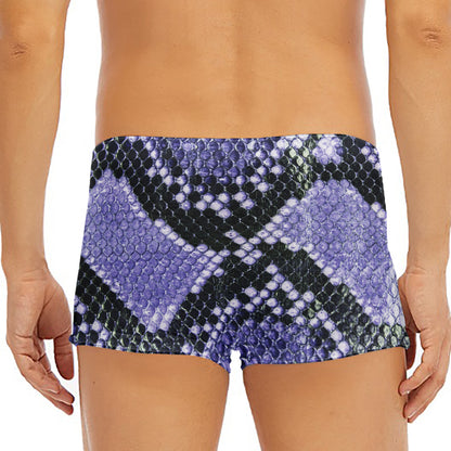 Blue And Black Snakeskin Print Men's Short Boxer Briefs