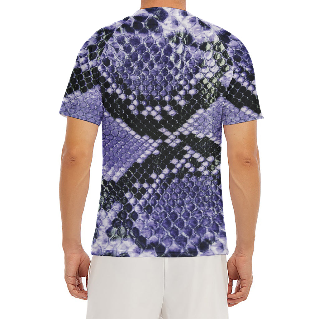 Blue And Black Snakeskin Print Men's Short Sleeve Rash Guard