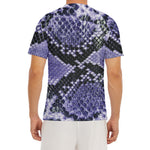 Blue And Black Snakeskin Print Men's Short Sleeve Rash Guard