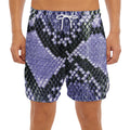 Blue And Black Snakeskin Print Men's Split Running Shorts