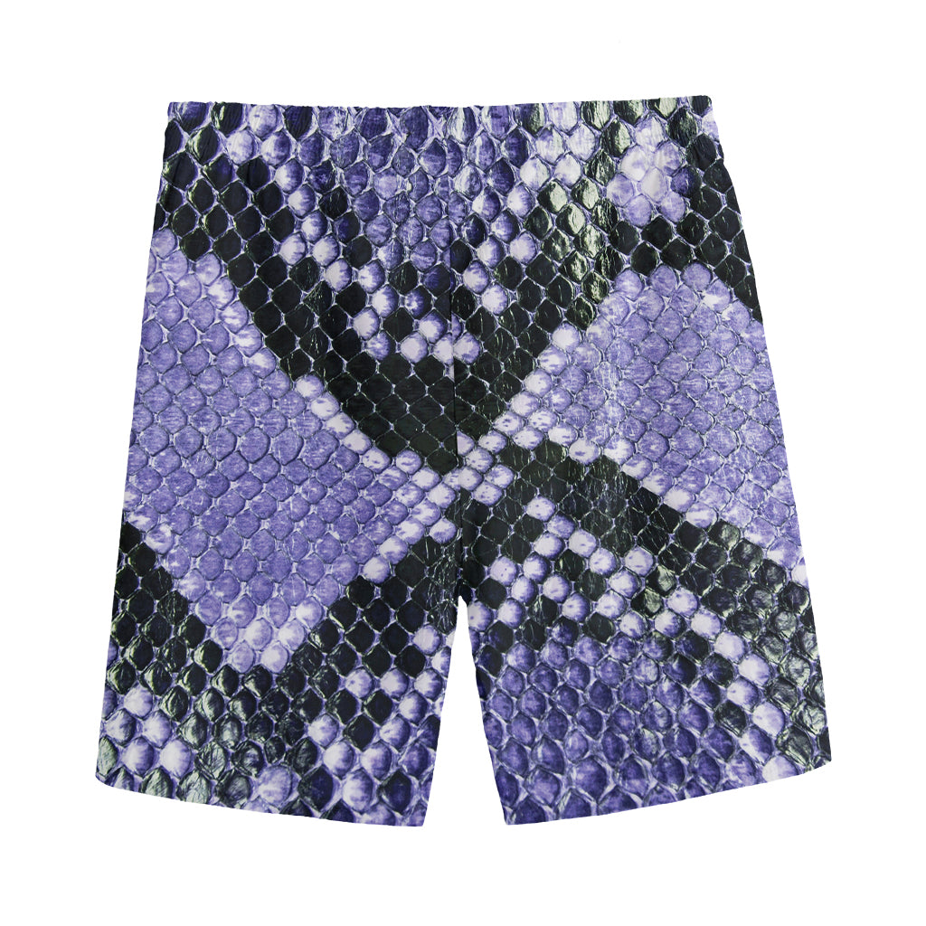 Blue And Black Snakeskin Print Men's Sports Shorts