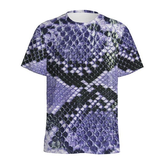 Blue And Black Snakeskin Print Men's Sports T-Shirt