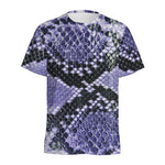 Blue And Black Snakeskin Print Men's Sports T-Shirt