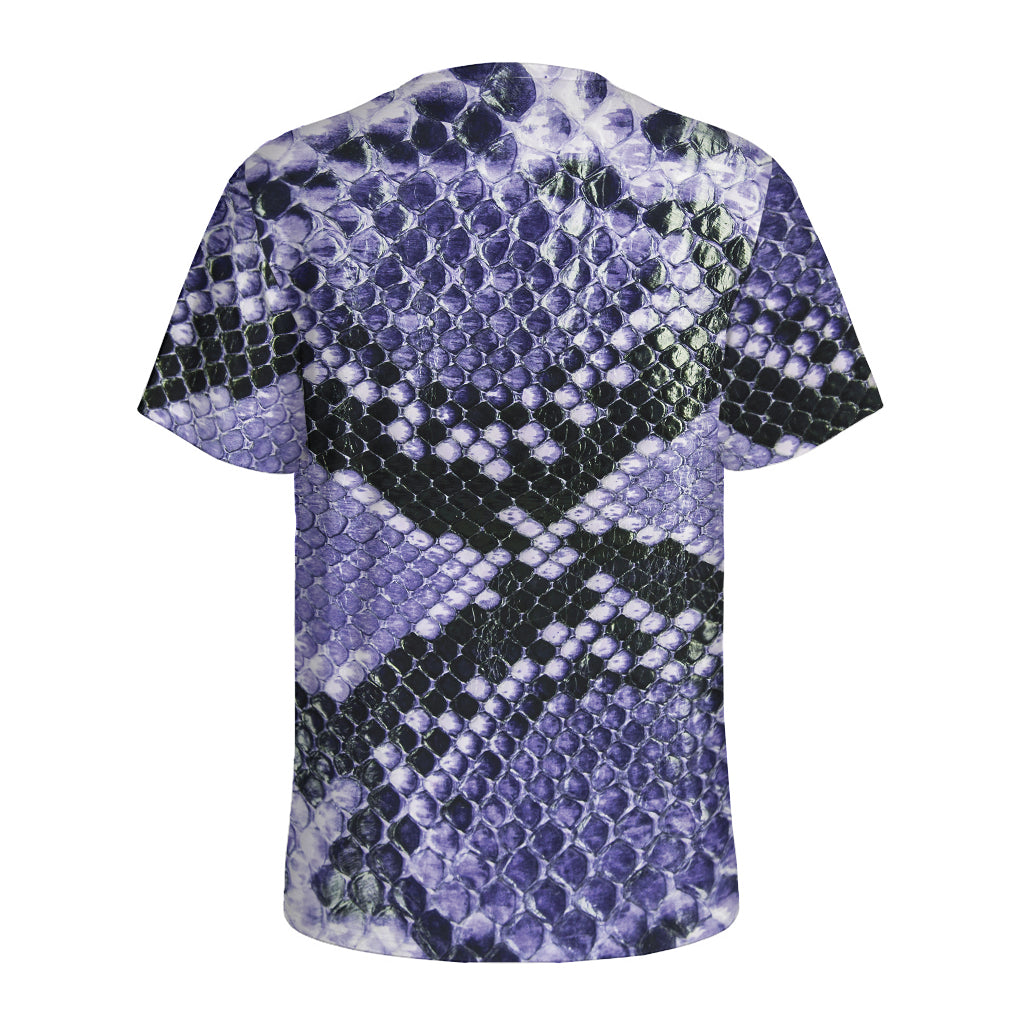 Blue And Black Snakeskin Print Men's Sports T-Shirt
