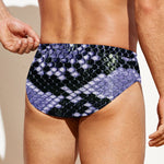 Blue And Black Snakeskin Print Men's Swim Briefs