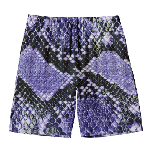 Blue And Black Snakeskin Print Men's Swim Trunks