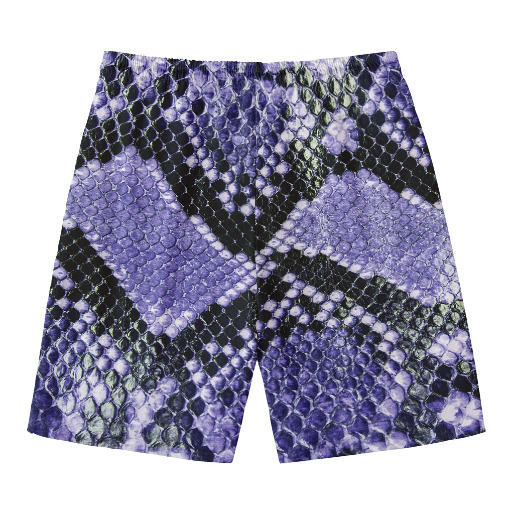 Blue And Black Snakeskin Print Men's Swim Trunks