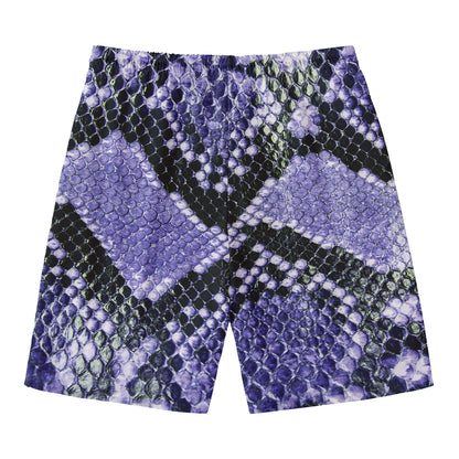 Blue And Black Snakeskin Print Men's Swim Trunks