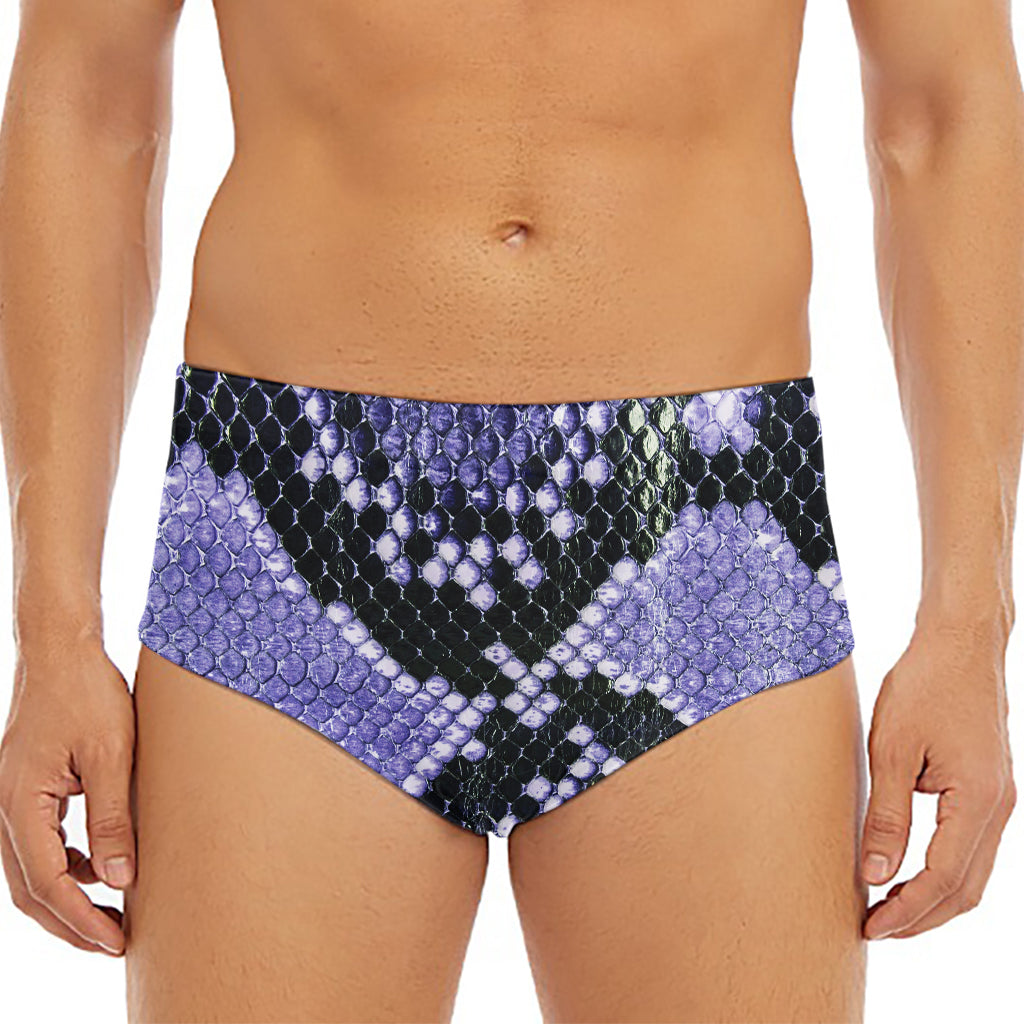 Blue And Black Snakeskin Print Men's Triangle Swim Briefs