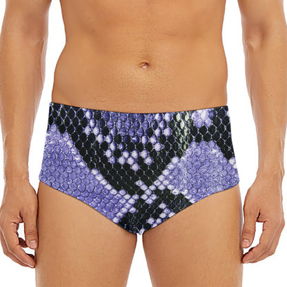 Blue And Black Snakeskin Print Men's Triangle Swim Briefs