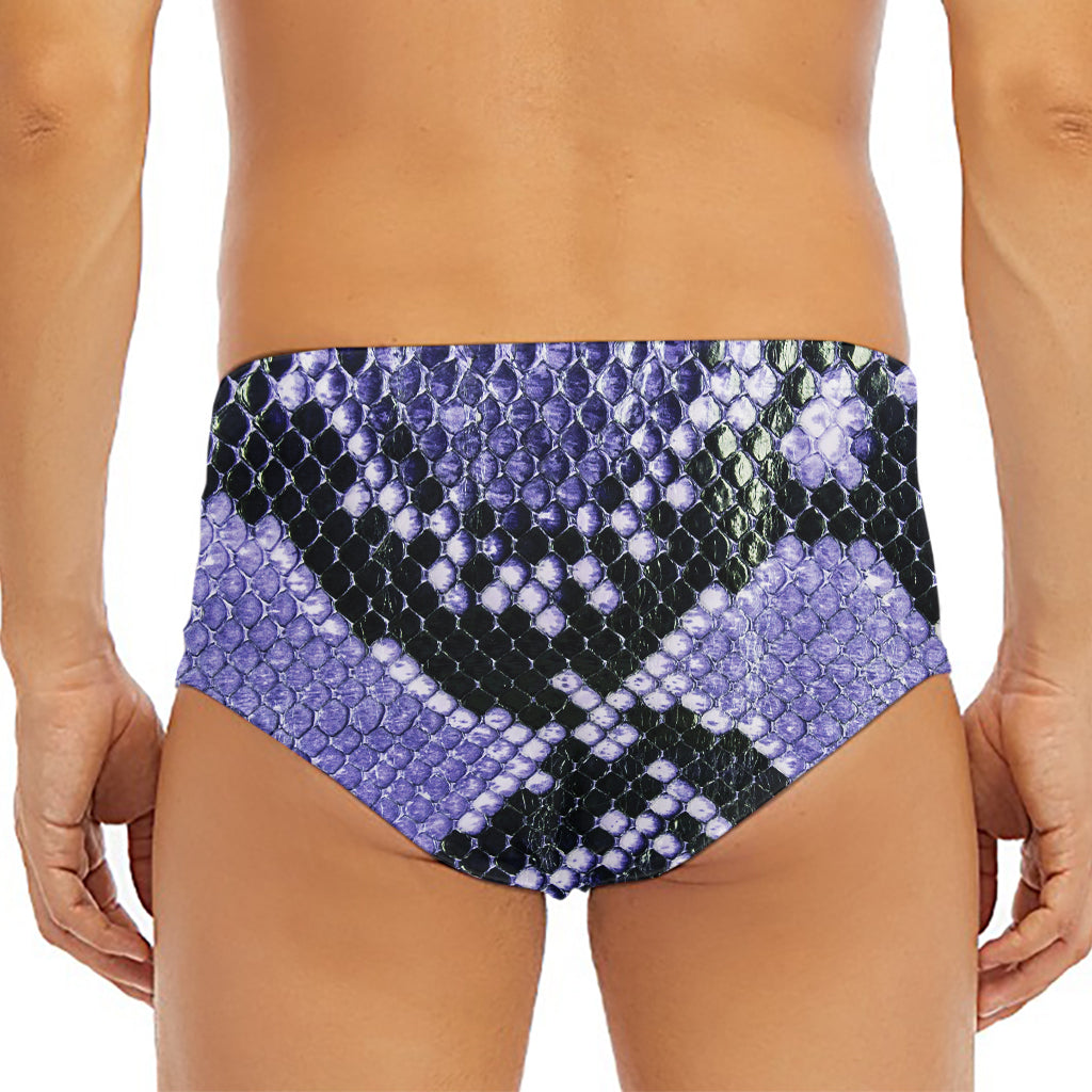 Blue And Black Snakeskin Print Men's Triangle Swim Briefs