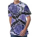 Blue And Black Snakeskin Print Men's Velvet T-Shirt
