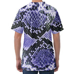 Blue And Black Snakeskin Print Men's Velvet T-Shirt
