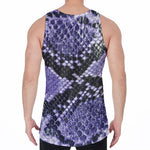 Blue And Black Snakeskin Print Men's Velvet Tank Top