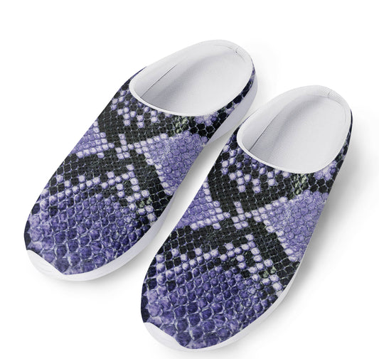 Blue And Black Snakeskin Print Mesh Casual Shoes