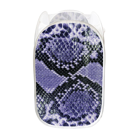 Blue And Black Snakeskin Print Mesh Laundry Hamper