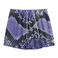 Blue And Black Snakeskin Print Mesh Shorts