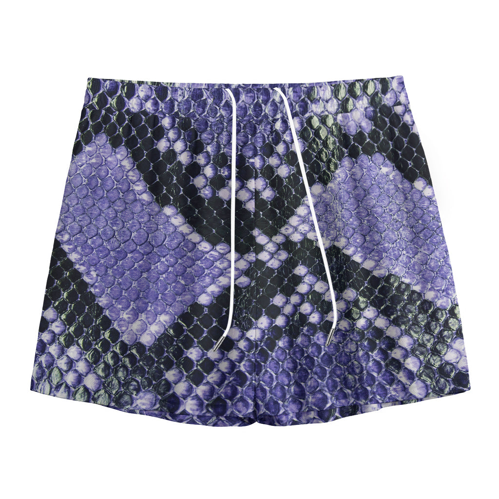 Blue And Black Snakeskin Print Mesh Shorts