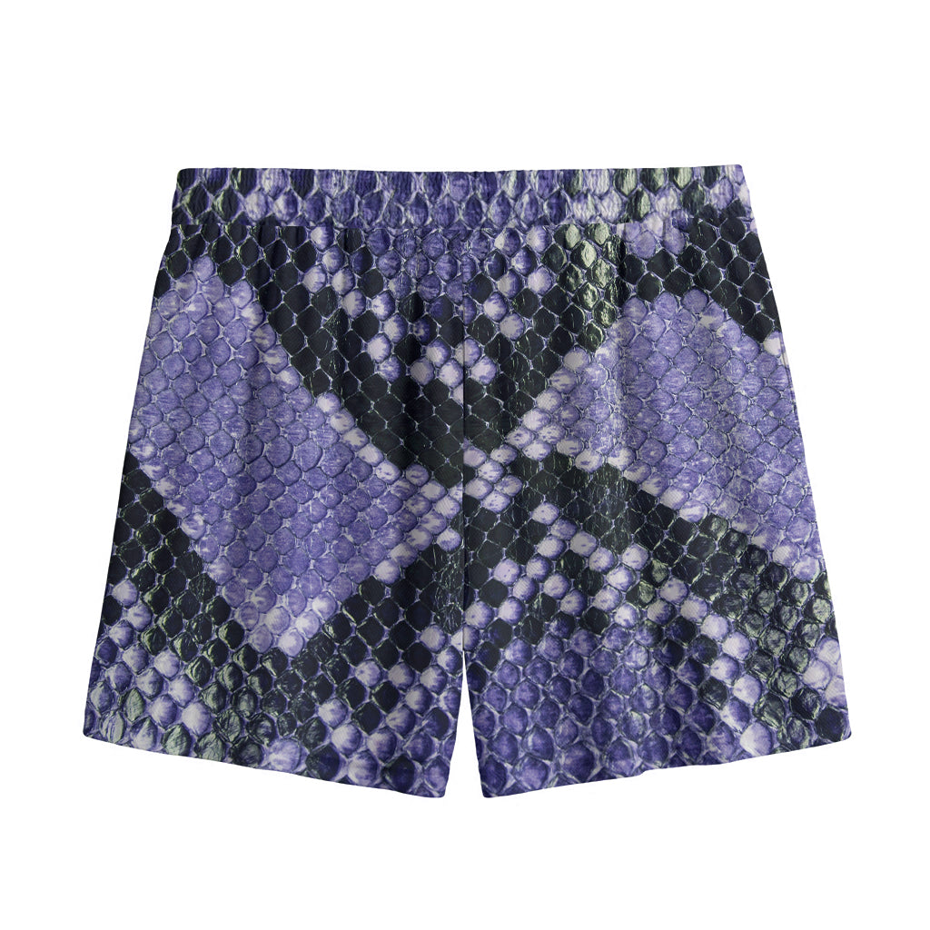 Blue And Black Snakeskin Print Mesh Shorts