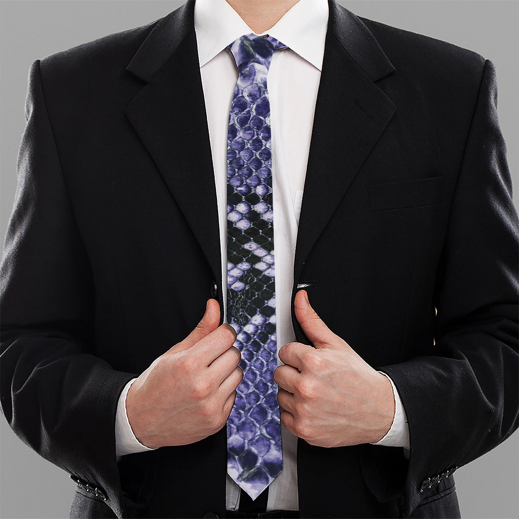 Blue And Black Snakeskin Print Necktie