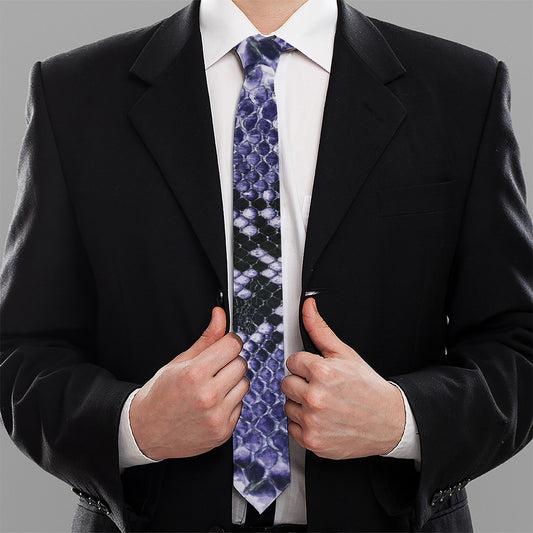 Blue And Black Snakeskin Print Necktie