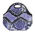 Blue And Black Snakeskin Print Neoprene Lunch Bag