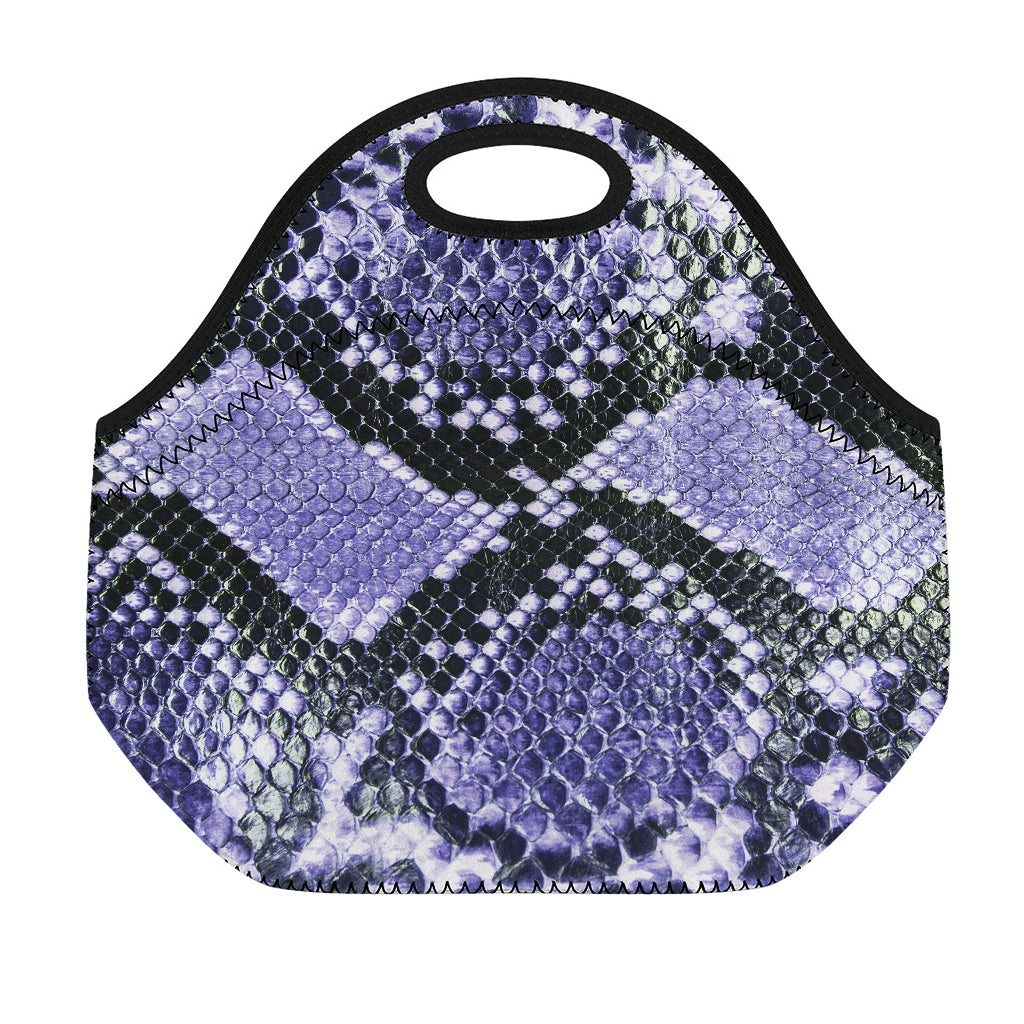 Blue And Black Snakeskin Print Neoprene Lunch Bag