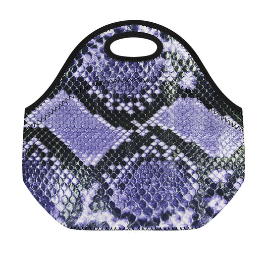 Blue And Black Snakeskin Print Neoprene Lunch Bag