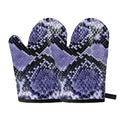 Blue And Black Snakeskin Print Oven Mitts