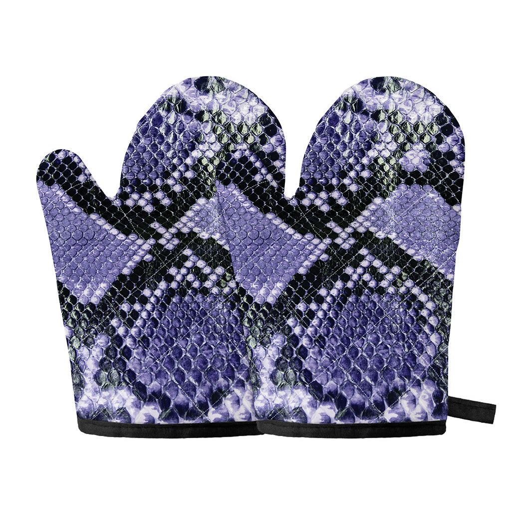 Blue And Black Snakeskin Print Oven Mitts