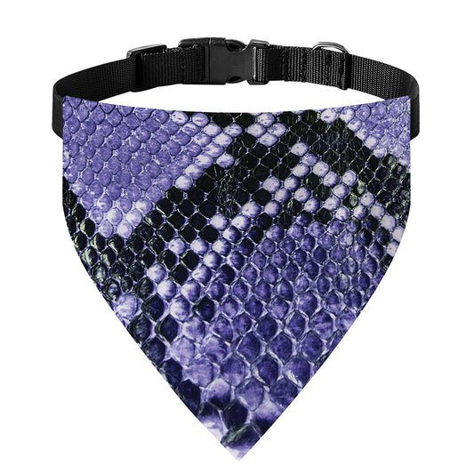 Blue And Black Snakeskin Print Over The Collar Dog Bandana