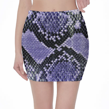 Blue And Black Snakeskin Print Pencil Mini Skirt