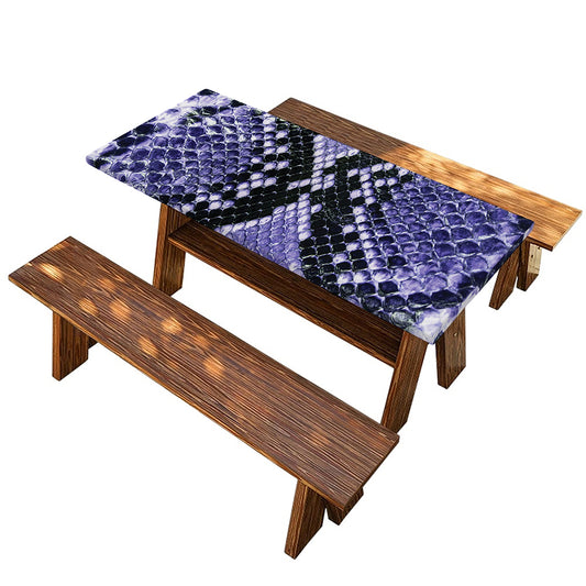 Blue And Black Snakeskin Print Picnic Table Cover