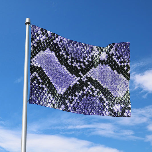 Blue And Black Snakeskin Print Polyester Flag