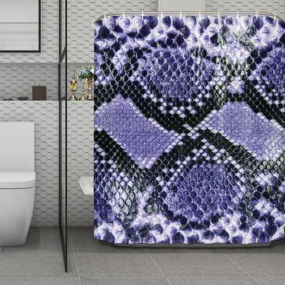 Blue And Black Snakeskin Print Polyester Shower Curtain