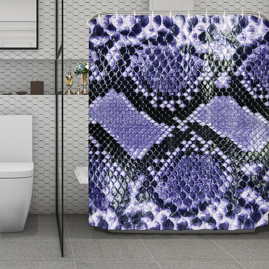 Blue And Black Snakeskin Print Polyester Shower Curtain