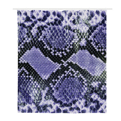 Blue And Black Snakeskin Print Polyester Shower Curtain