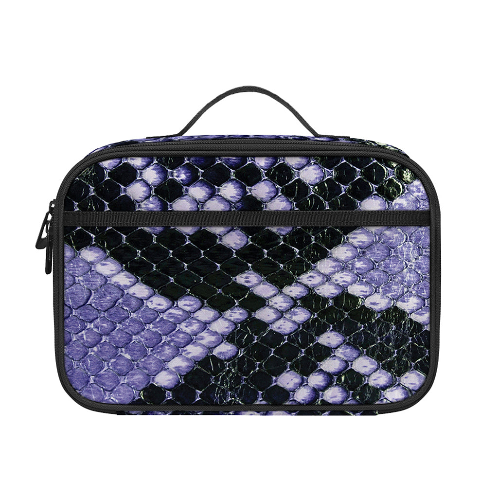 Blue And Black Snakeskin Print Portable Lunch Bag