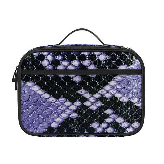 Blue And Black Snakeskin Print Portable Lunch Bag