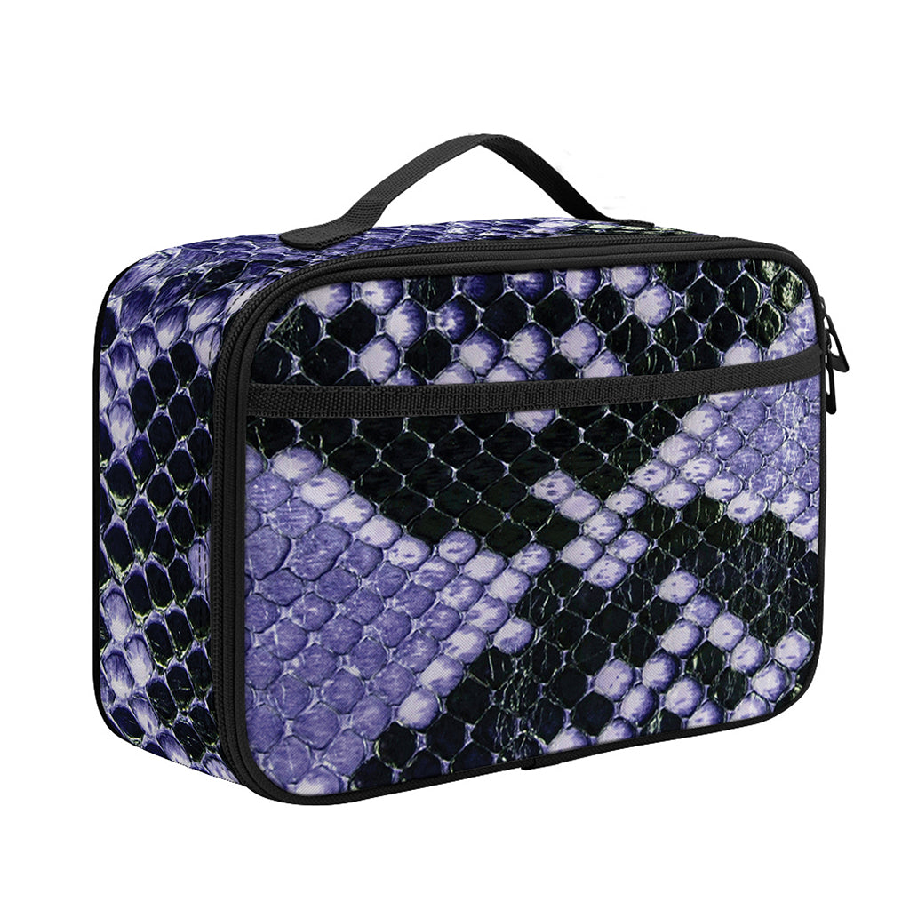 Blue And Black Snakeskin Print Portable Lunch Bag