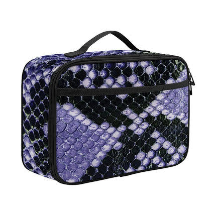Blue And Black Snakeskin Print Portable Lunch Bag