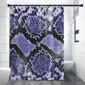 Blue And Black Snakeskin Print Premium Shower Curtain