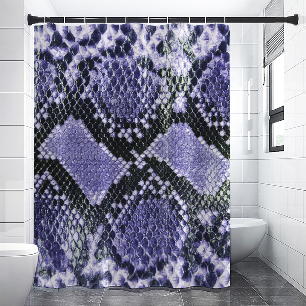 Blue And Black Snakeskin Print Premium Shower Curtain