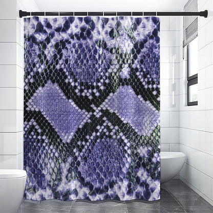 Blue And Black Snakeskin Print Premium Shower Curtain