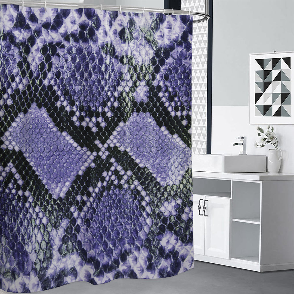 Blue And Black Snakeskin Print Premium Shower Curtain
