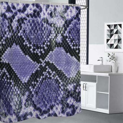 Blue And Black Snakeskin Print Premium Shower Curtain