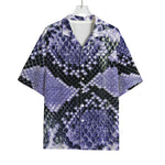Blue And Black Snakeskin Print Rayon Hawaiian Shirt