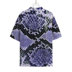 Blue And Black Snakeskin Print Rayon Hawaiian Shirt