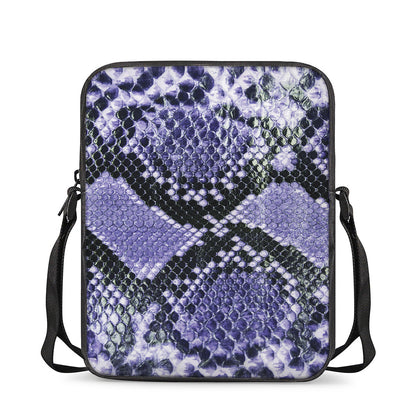 Blue And Black Snakeskin Print Rectangular Crossbody Bag